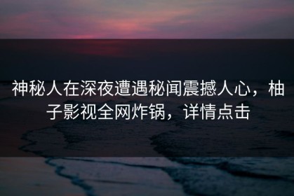 神秘人在深夜遭遇秘闻震撼人心，柚子影视全网炸锅，详情点击