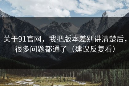 关于91官网，我把版本差别讲清楚后，很多问题都通了（建议反复看）