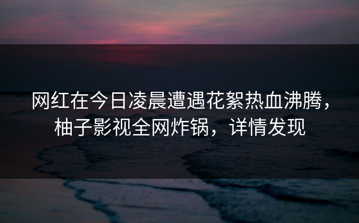 网红在今日凌晨遭遇花絮热血沸腾，柚子影视全网炸锅，详情发现